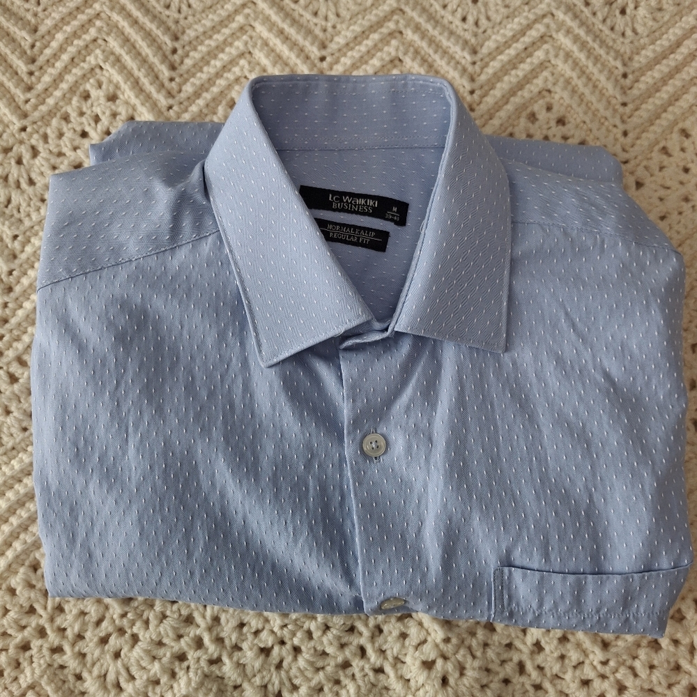 LC Waikiki Business Light Blue Regular Fit Long Sleeve Button Down Shirt Sz Med